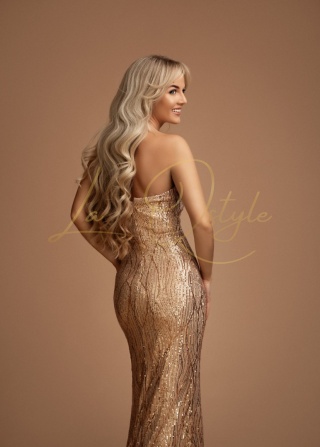 URSULE cekinowa sukienka rybka z gorsetem ZŁOTA