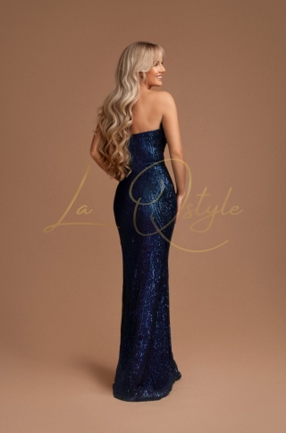 URSULE cekinowa sukienka rybka z gorsetem GRANATOWA