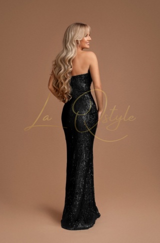 URSULE cekinowa sukienka rybka z gorsetem CZARNA