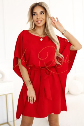 SOFIA Sukienka motyl z wiązaniem w pasie CZERWONA
