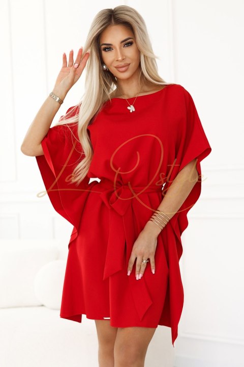 Sukienka motyl z wiązaniem w pasie CZERWONA