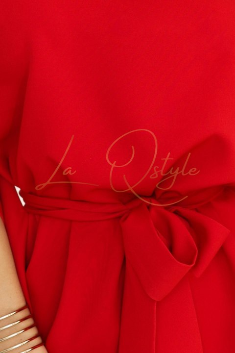 Sukienka motyl z wiązaniem w pasie CZERWONA