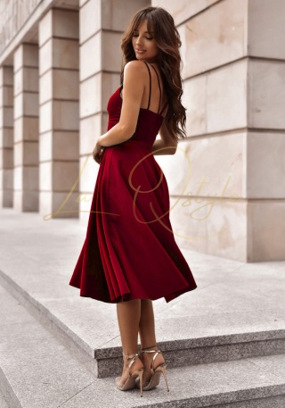 TIFANI sukienka midi z kopertowym dekoltem 7/8 BORDOWA