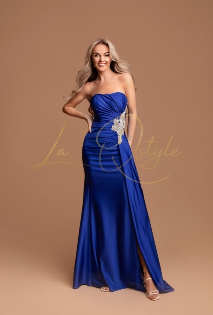 ALICIA dopasowana sukienka z marszczeniami, gorsetem i trenem CHABROWA