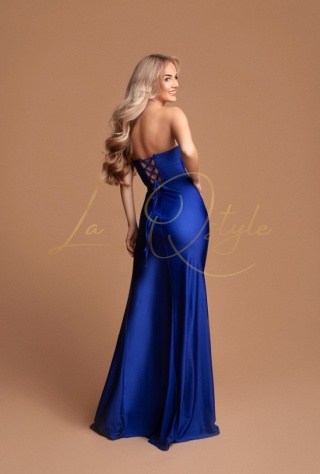 ALICIA dopasowana sukienka z marszczeniami, gorsetem i trenem CHABROWA