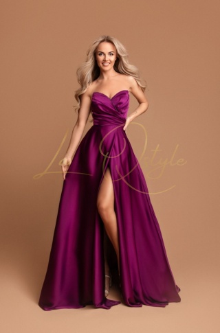 ELISABETH długa rozkloszowana satynowa sukienka z gorsetem BISKUPI