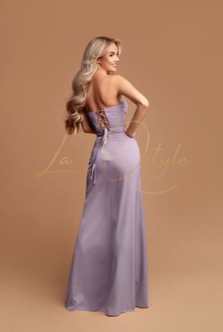 MARIANA dopasowana satynowa sukienka z asymetrycznym gorsetem LILA