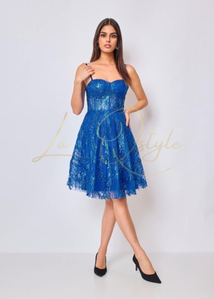 ZAINA tiulowa mini sukienka brokatowa z gorsetem CHABROWA