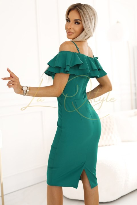 Dopasowana sukienka midi w stylu hiszpańskim ZIELONA