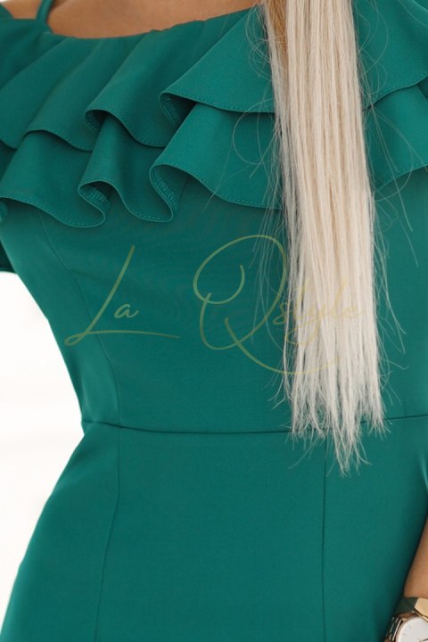 Dopasowana sukienka midi w stylu hiszpańskim ZIELONA