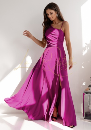 MONAKO gładka sukienka z ozdobnym wiązaniem na plecach MAGENTA