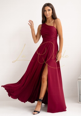 MONAKO gładka sukienka z ozdobnym wiązaniem na plecach BORDOWA