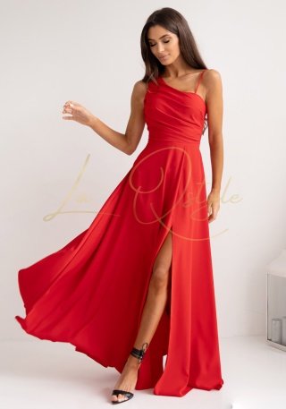 MONAKO gładka sukienka z ozdobnym wiązaniem na plecach CZERWONA