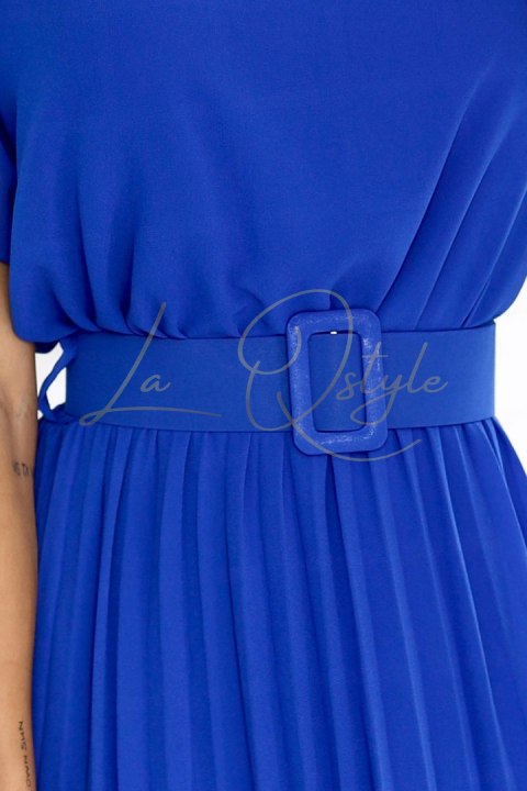 Plisowana szyfonowa sukienka midi z szerokim paskiem CHABROWA