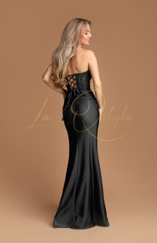 VANESSA dopasowana sukienka rybka z cekinowym gorsetem CZARNA