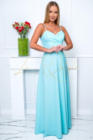 INEZ maxi sukienka z wiązaniem na plecach i rozcięciem MIĘTOWA