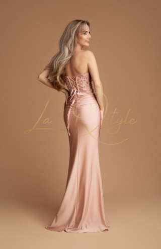 VANESSA dopasowana sukienka rybka z cekinowym gorsetem PUDROWY RÓŻ