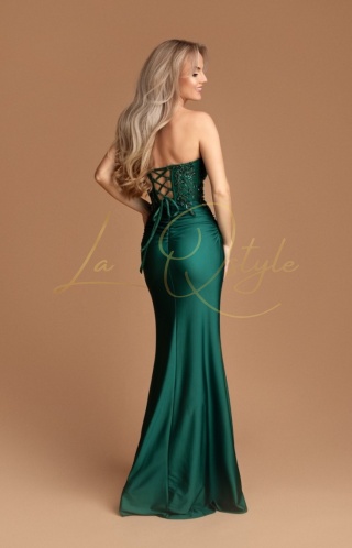 VANESSA dopasowana sukienka rybka z cekinowym gorsetem BUTELKOWA ZIELEŃ