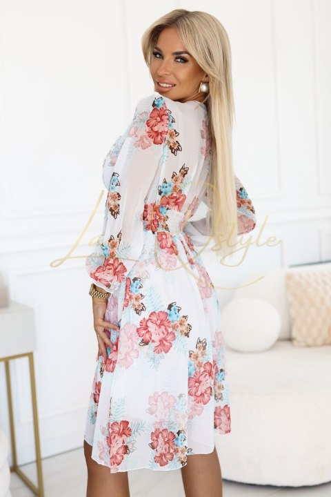 Szyfonowa kopertowa sukienka z długim rękawkiem - MALWY