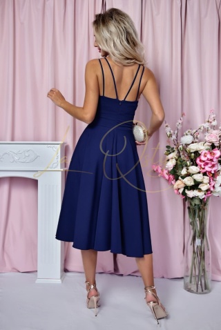 TIFANI sukienka midi z kopertowym dekoltem 7/8 GRANATOWA