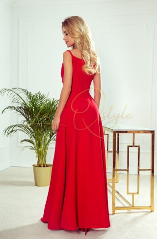 CHIARA elegancka maxi długa suknia na ramiączkach CZERWONA