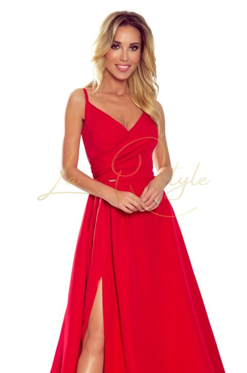 Elegancka maxi długa suknia na ramiączkach CZERWONA