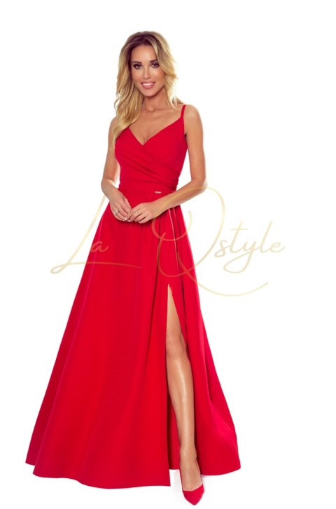 CHIARA elegancka maxi długa suknia na ramiączkach CZERWONA