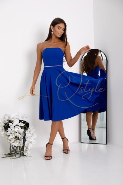 Gorsetowa sukienka midi z wiązaniem na plecach i paskiem CHABROWA