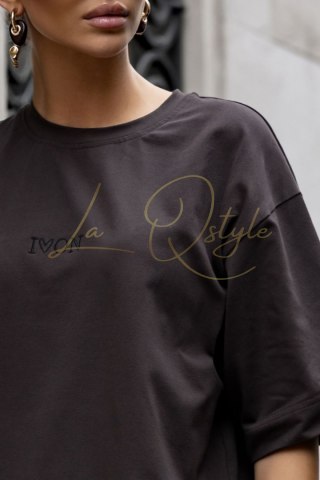 Czekoladowa t-shirtowa sukienka oversize SELLA