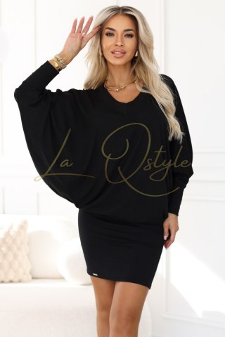 Wygodna sukienka nietoperz z długim rękawkiem CZARNA