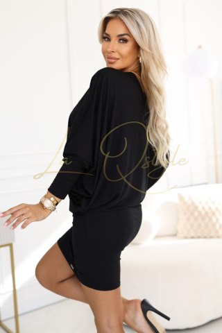 Wygodna sukienka nietoperz z długim rękawkiem CZARNA