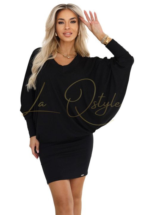 Wygodna sukienka nietoperz z długim rękawkiem CZARNA