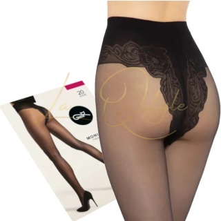 Rajstopy z koronkową częścią majteczkową Monica 20 den NERO