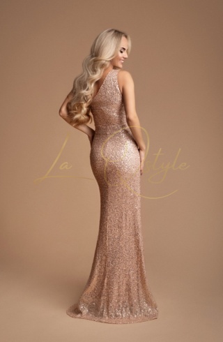 SOLANGE dopasowana cekinowa sukienka na jedno ramię ZŁOTA