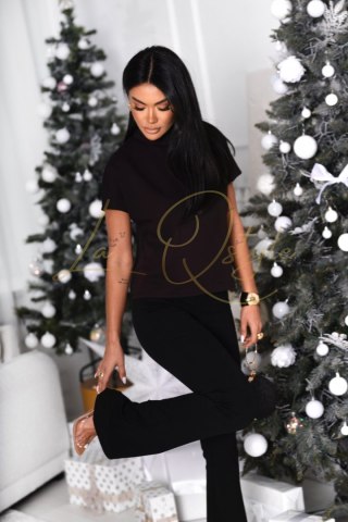 Czekoladowa pudełkowa dzianinowa bluzka RIVA