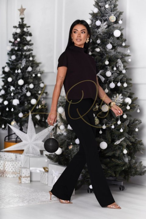 Czekoladowa pudełkowa dzianinowa bluzka RIVA