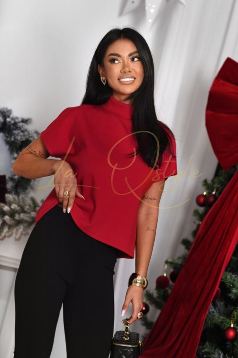 Czerwona pudełkowa dzianinowa bluzka RIVA