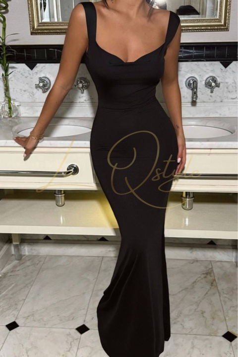 NOURI długa dopasowana sukienka wieczorowa z odkrytymi plecami CZARNA