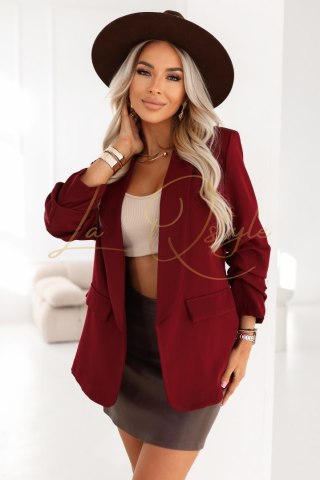 Damska klasyczna marynarka z drapowanymi rękawkami BORDOWA