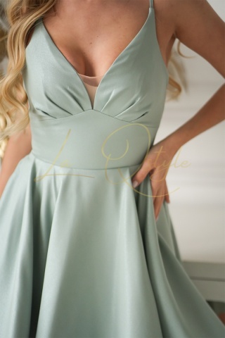 ALIAH brokatowa mini sukienka z gorsetem i wiązaniem na plecach SZAŁWIA