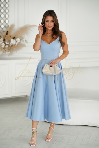 ROZALIA sukienka midi na ramiączkach BŁĘKITNA