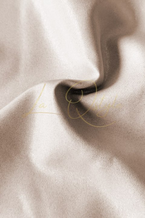 NINA elegancka sukienka z kopertowym dekoltem, rękawkiem i paskiem BEŻOWA Z BROKATEM