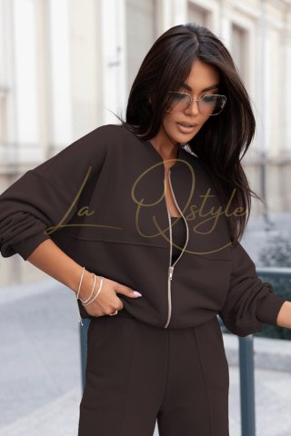 Czekoladowy komplet MISTY bomberka + szerokie spodnie