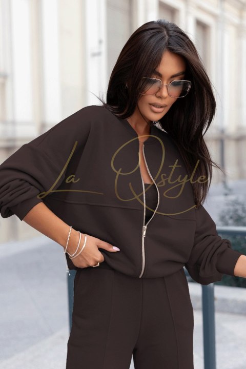 Czekoladowy komplet MISTY bomberka + szerokie spodnie