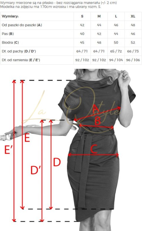 ROXI sukienka z asymetryczną spódnicą i paskiem KHAKI