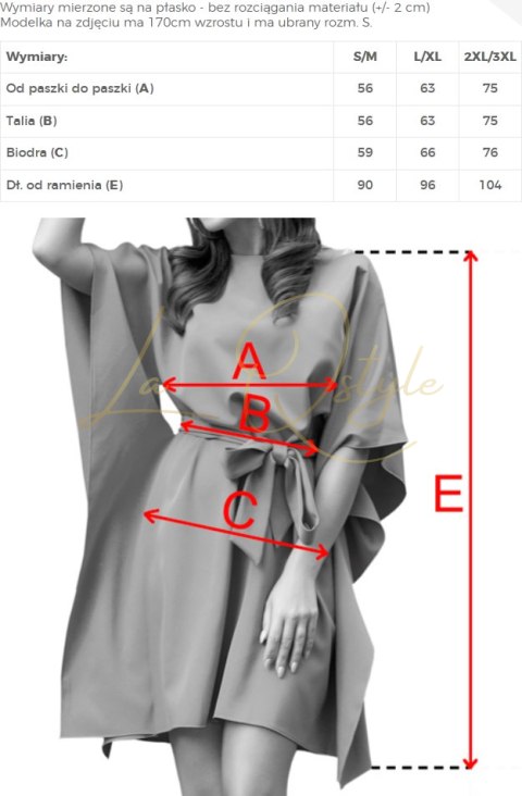 287-43 SOFIA Sukienka typu motyl z wiązaniem w pasie - jasny błękit