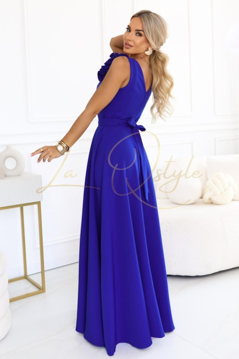 Elegancka wieczorowa suknia maxi z rozcięciem i różami CHABROWA