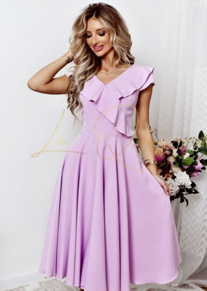 FALBANA sukienka midi z falbaną LILA