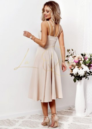 TIFANI sukienka midi z kopertowym dekoltem 7/8 BEŻOWA