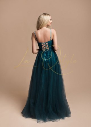 FLORA długa tiulowa sukienka z gorsetem księżniczka MORSKA